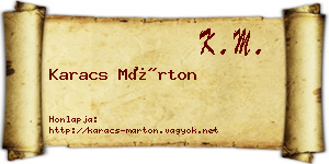 Karacs Márton névjegykártya