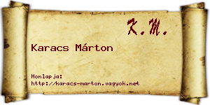 Karacs Márton névjegykártya
