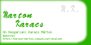 marton karacs business card