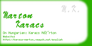 marton karacs business card